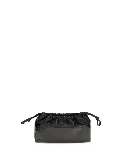 Pierre Hardy Leather Drawstring Clutch In Black