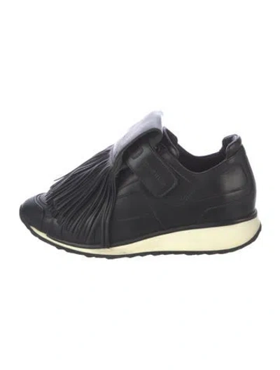 Pre-owned Pierre Hardy Leather Fringe Trim Accent Sneakers In Black