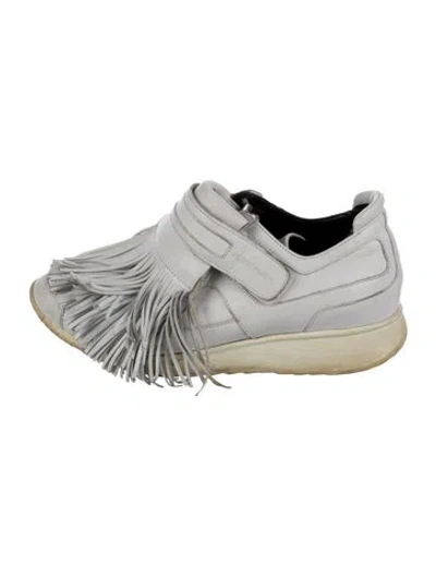 Pre-owned Pierre Hardy Leather Fringe Trim Accent Sneakers In White