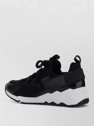 Pierre Hardy Leather Paneled Low-top Sneakers In Black