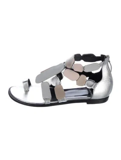 Pre-owned Pierre Hardy Leather Patterned Gladiator Sandals In Silver
