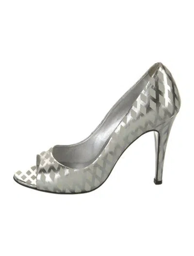 Pre-owned Pierre Hardy Leather Printed Slingback Sandals In Silver