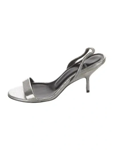 Pre-owned Pierre Hardy Leather Slingback Sandals In Silver