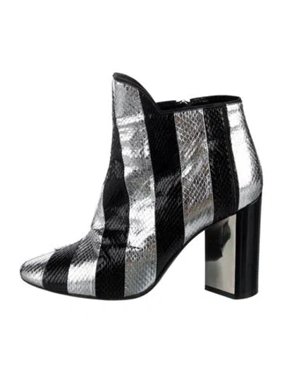Pre-owned Pierre Hardy Leather Striped Boots In Black/silver
