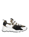 Pierre Hardy Man Sneakers Military Green Size 9 Calfskin, Textile Fibers In Green