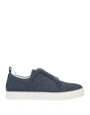 Pierre Hardy Man Sneakers Navy Blue Size 12 Textile Fibers, Soft Leather In Navy Blue