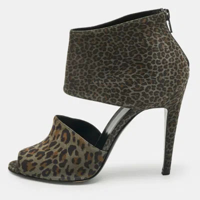 Pierre Hardy Multicolor Leopard Print Suede Ankle Strap Sandals In Brown