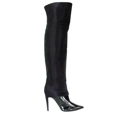 Pre-owned Pierre Hardy New  Italy Pony-hair Over The Knee Leather Boots It. 39.5 - Us 9 In Black