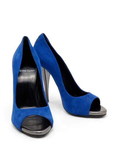 Pre-owned Pierre Hardy Open-toe Suede Pumps In Blue