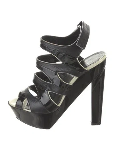 Pre-owned Pierre Hardy Patent Leather Gladiator Sandals In Black