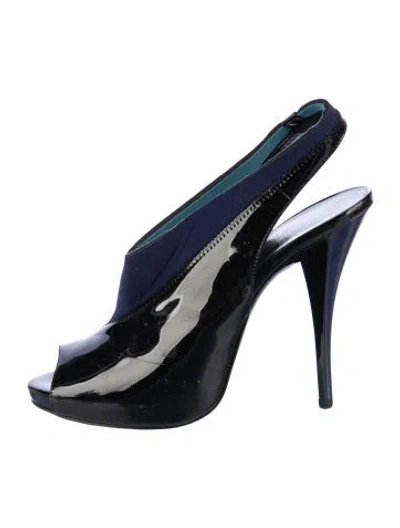 Pre-owned Pierre Hardy Patent Leather Slingback Sandals In Blue