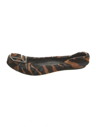 Pre-owned Pierre Hardy Ponyhair Animal Print Ballet Flats In Black