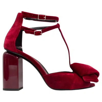 Pre-owned Pierre Hardy Red  Velvet T-strap Heeled Sandals