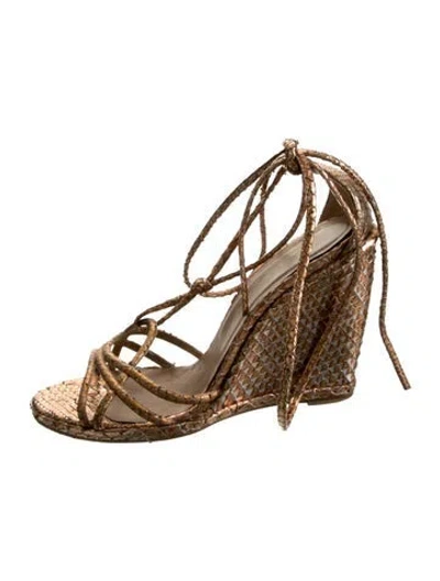 Pre-owned Pierre Hardy Snakeskin Animal Print Sandals In Gold