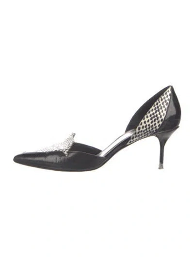 Pre-owned Pierre Hardy Snakeskin Leather Trim Embellishment D'orsay Pumps In Blue