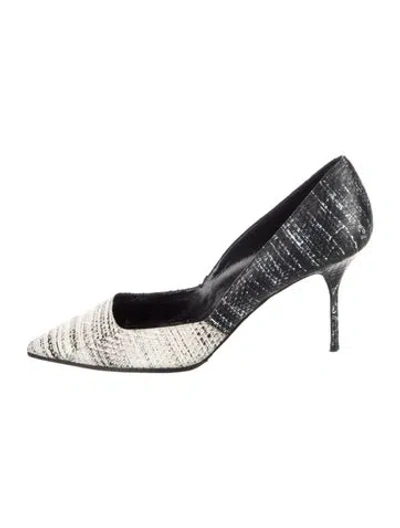 Pre-owned Pierre Hardy Snakeskin Tweed Pattern Pumps In Black/neutrals
