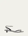 Pierre Hardy Stella Metallic Kitten Ankle-strap Sandals In Silver
