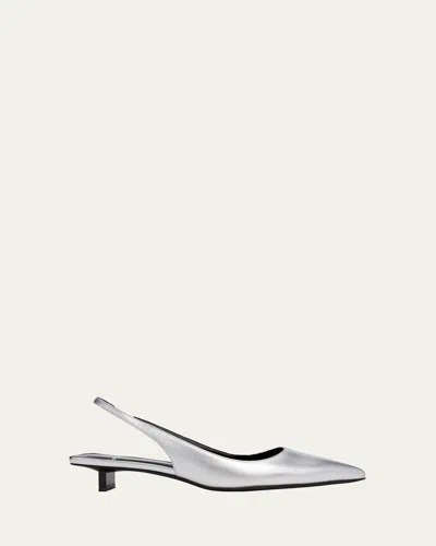Pierre Hardy Stella Metallic Leather Slingback Pumps In Silver