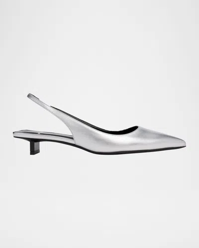 PIERRE HARDY STELLA METALLIC LEATHER SLINGBACK PUMPS