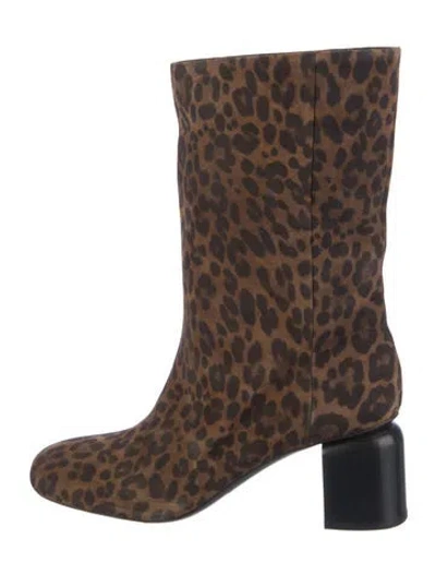 Pre-owned Pierre Hardy Suede Animal Print Boots In Brown