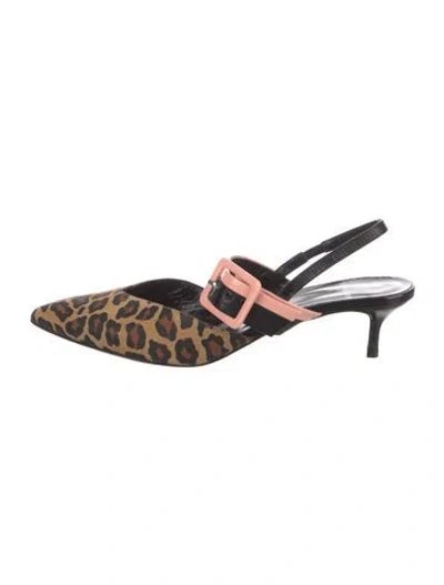 Pre-owned Pierre Hardy Suede Animal Print Slingback Pumps In Black