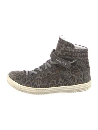 Pre-owned Pierre Hardy Suede Animal Print Sneakers In Gray