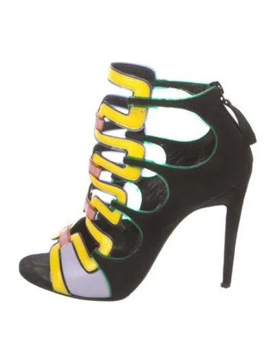 Pre-owned Pierre Hardy Suede Colorblock Pattern Pumps In Black