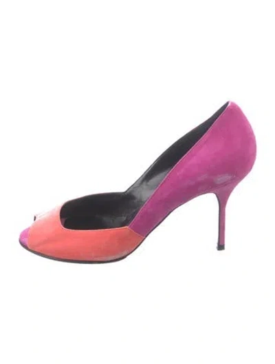 Pre-owned Pierre Hardy Suede Colorblock Pattern Pumps In Pink