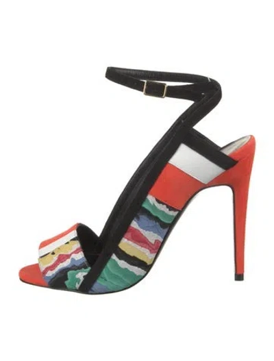 Pre-owned Pierre Hardy Suede Colorblock Pattern Pumps W/ Tags In Red