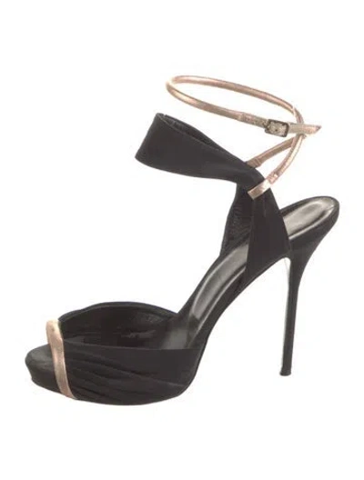 Pre-owned Pierre Hardy Suede Colorblock Pattern Sandals In Black