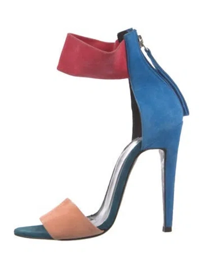 Pre-owned Pierre Hardy Suede Colorblock Pattern Sandals In Blue
