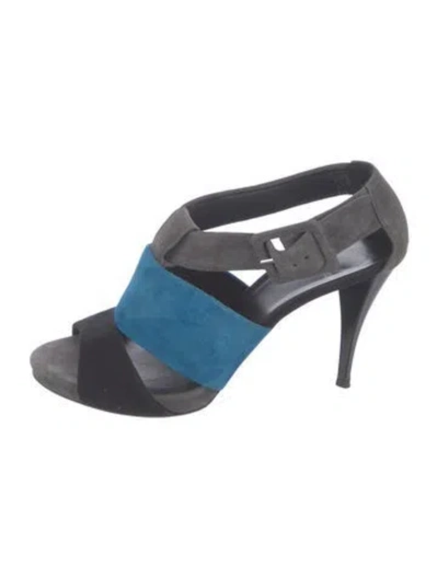 Pre-owned Pierre Hardy Suede Colorblock Pattern Sandals In Blue
