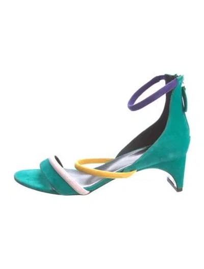Pre-owned Pierre Hardy Suede Colorblock Pattern Slingback Sandals In Green