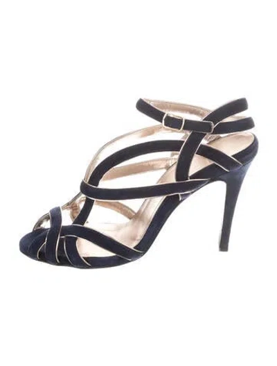Pre-owned Pierre Hardy Suede Cutout Accent Sandals In Blue