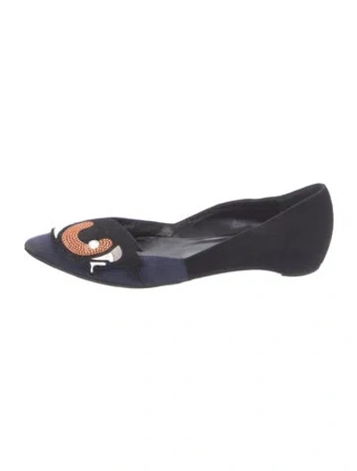 Pre-owned Pierre Hardy Suede Graphic Print Ballet Flats In Blue