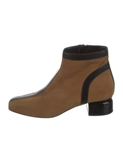Pre-owned Pierre Hardy Suede Leather Trim Embellishment Boots In Neutrals
