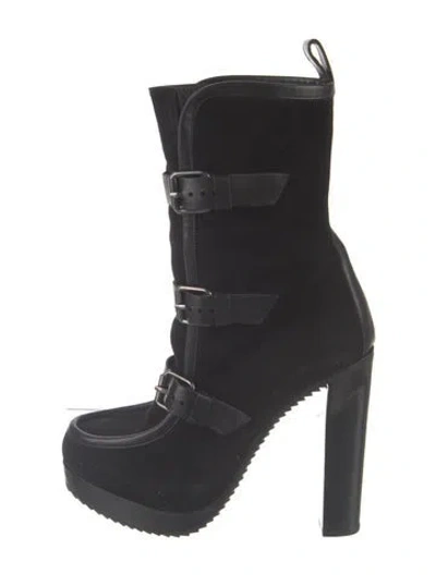 Pre-owned Pierre Hardy Suede Leather Trim Embellishment Moto Boots In Black