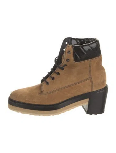 Pre-owned Pierre Hardy Suede Printed Combat Boots In Neutral