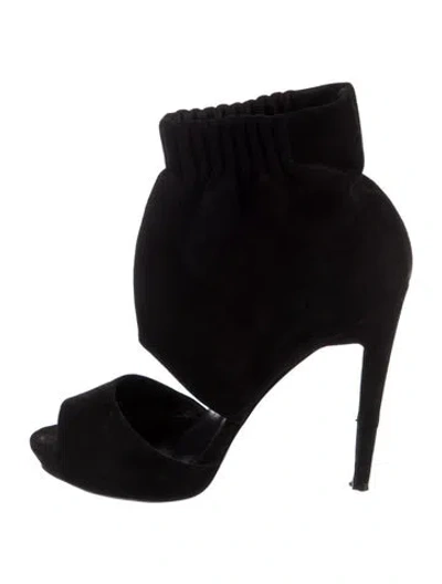 Pre-owned Pierre Hardy Suede Ruffle Embellishment Boots In Black