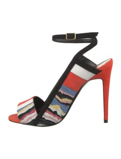 Pre-owned Pierre Hardy Suede Striped Pumps W/ Tags In Red