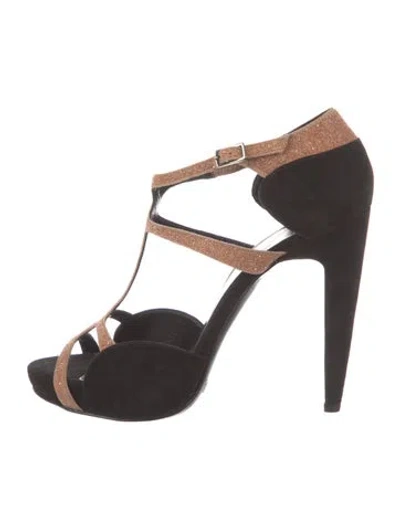 Pre-owned Pierre Hardy Suede T-strap Pumps In Black