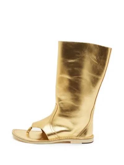 Pre-owned Pierre Hardy Thong Leather Sandals In Gold
