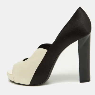 Pierre Hardy White/black Satin Peep Toe Pumps