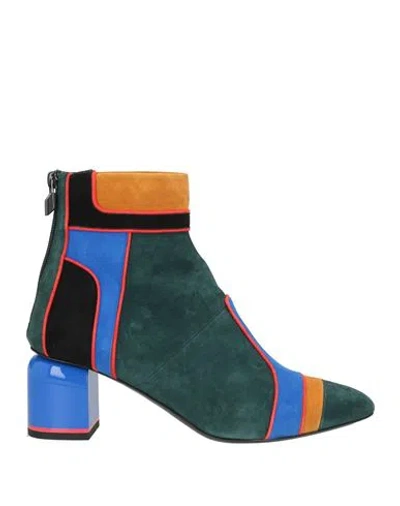 Pierre Hardy Woman Ankle Boots Green Size 11 Leather In Multi