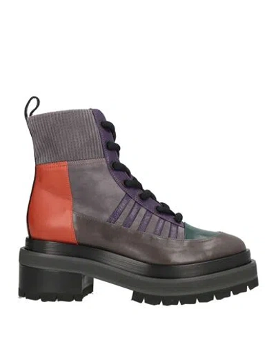 Pierre Hardy Woman Ankle Boots Grey Size 8 Leather In Gray