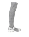 Pierre Hardy Woman Boot Silver Size 7 Textile Fibers, Soft Leather In Silver