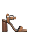 Pierre Hardy Woman Sandals Camel Size 11 Lambskin, Calfskin In Beige