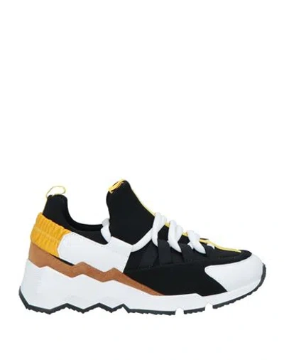 Pierre Hardy Woman Sneakers Black Size 8 Leather, Textile Fibers In Multi