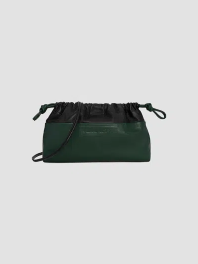 Pierre Hardy Women's Twin Colorblocked Leather Drawstring Clutch In Dark Green Black