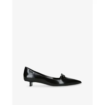 Pierre Hardy Womens  Delphine Patent Leather Kitten Heeled Courts In Black
